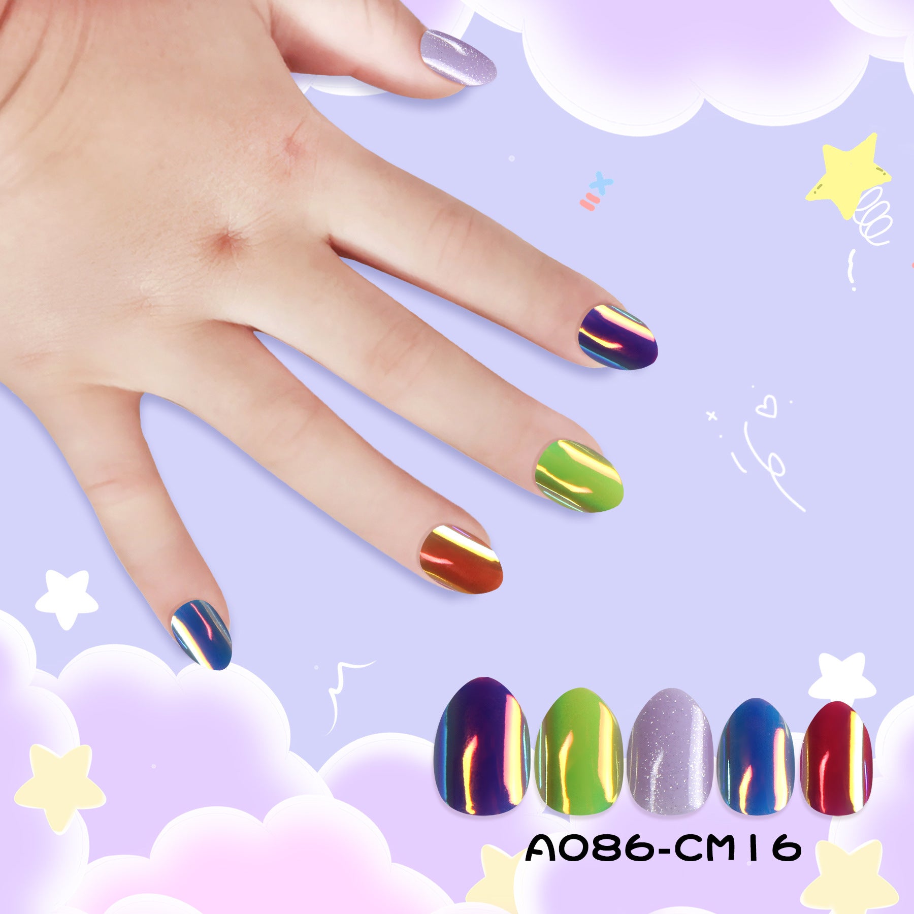 Kids press-on nails Color safety and environmental protection patch Glossy phosphorescent nail