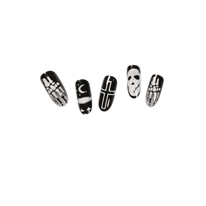 Halloween Round Nail Collection Press on nails Art Finished Products Press on Nails Fake Nails Nail Art Patches Nail Patches｜365nails