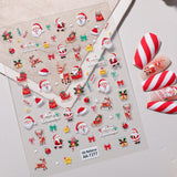 Original Christmas Nail Art Sticker 5D Embossed Three-dimensional Happy Christmas Elements DIY Nail Sticker Ornament AA