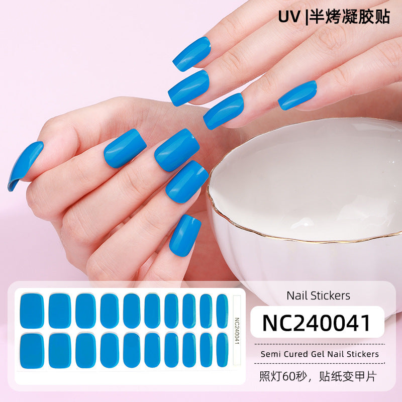 Semi-Cured Gel Nail Strips Pure Color Vibrant Multi-Shade Glossy Set (MOQ=3)