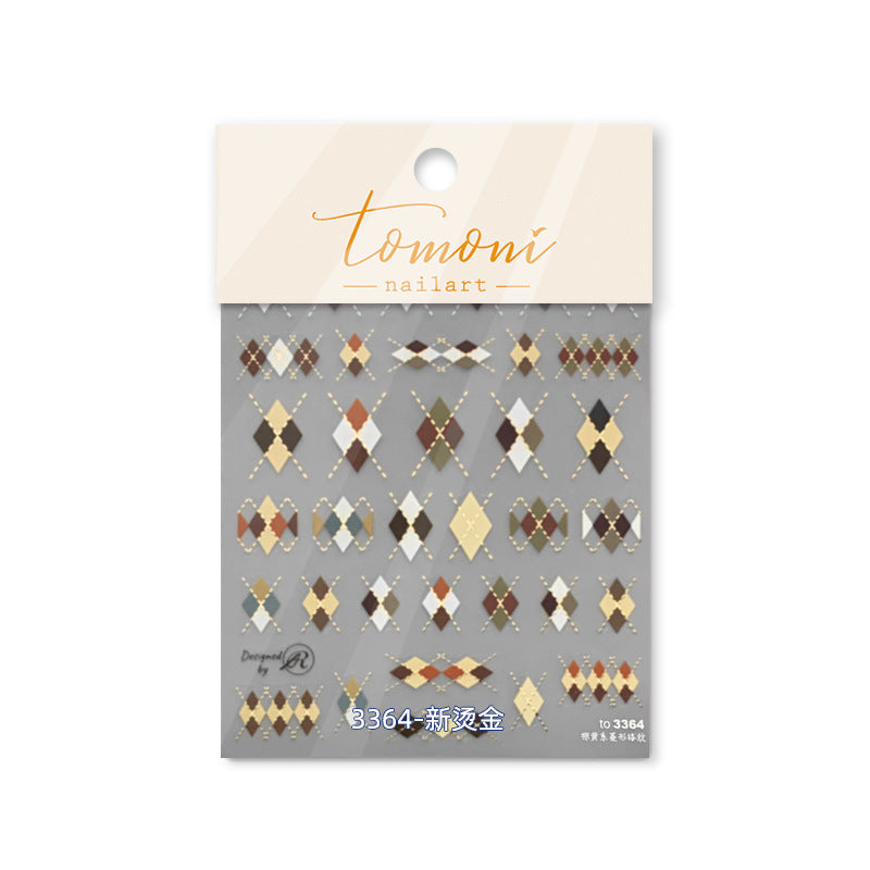 Argyle Plaid Embossed: "Vintage Preppy" – 5D Embossed Nail Sticker
