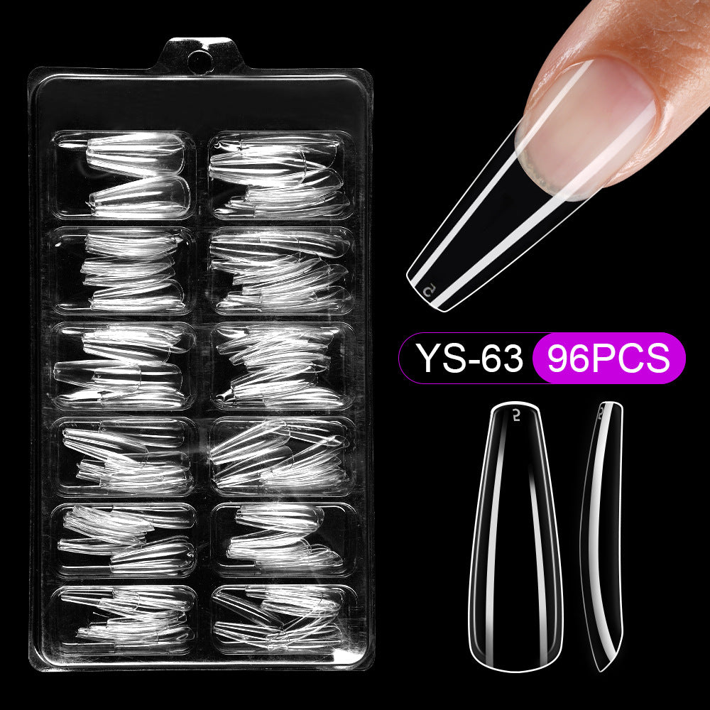 Nail Tips press on nails pads 96 pieces seamless ultra-thin almond fake nail patches removable fully transparent matte extended manicure