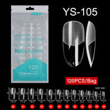Nail Tips Free engraving and semi-matte press on nails pads 120 pieces, transparent and seamless fake nails in bags, fully attached to matte nail pads
