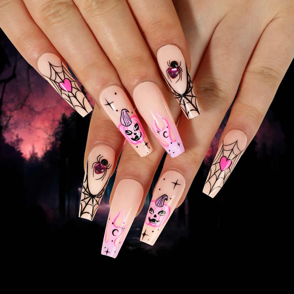 Unhas postiças tridimensionais para Halloween, unhas 3D, folhas de unha de morcego e aranha, atacado ｜ 365nails