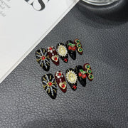 365nails：「午夜華彩」手工製3D水晶花朵尖形穿戴甲