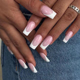 Wearing Nail Art Simple white edge French Wearing Nail Finished Detachable Nail Art False Nail Press on nails｜365nails