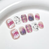 Cute short nail patch irregular watercolor pure handmade press-on nails wearable nail sticker wholesale｜365nails