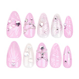 Sweet pink star manicure 3D ocean shell wearing armor three-dimensional butterfly flash diamond nail piece fake nails