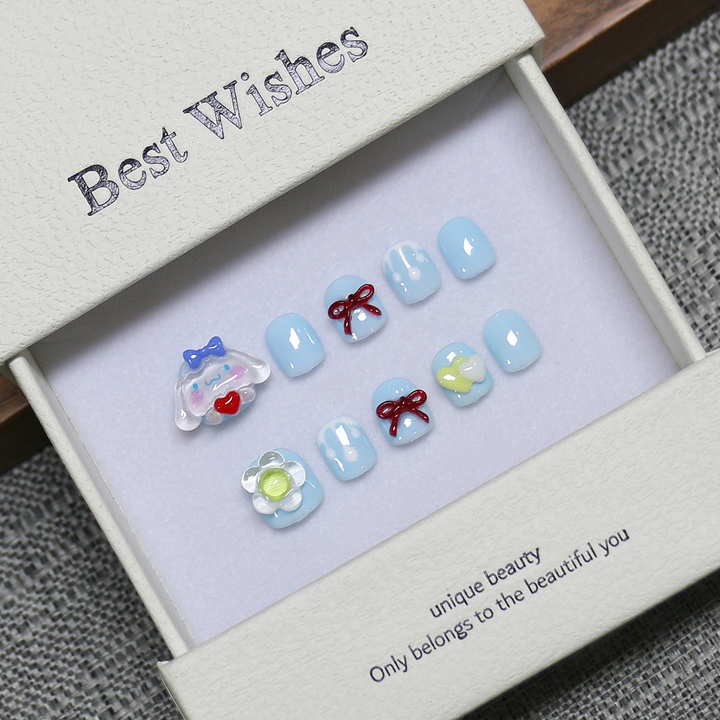 New handmade press-on nails cute cartoon fake nail flakes 3-12 years old