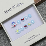New handmade press-on nails cute cartoon fake nail flakes 3-12 years old