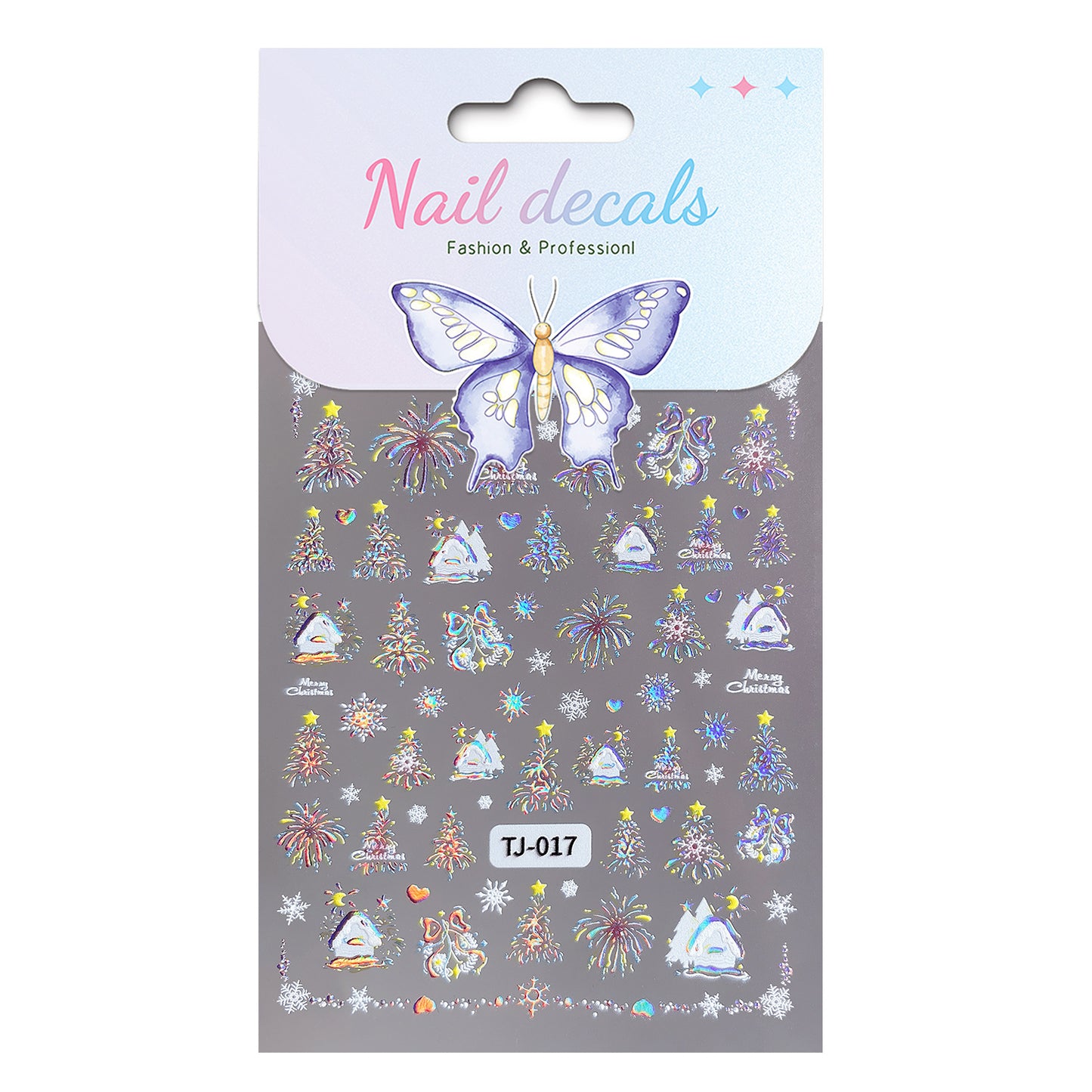 Christmas colorful hut nail art sticker 5D relief three-dimensional Christmas atmosphere nail sticker jewelry TJ model