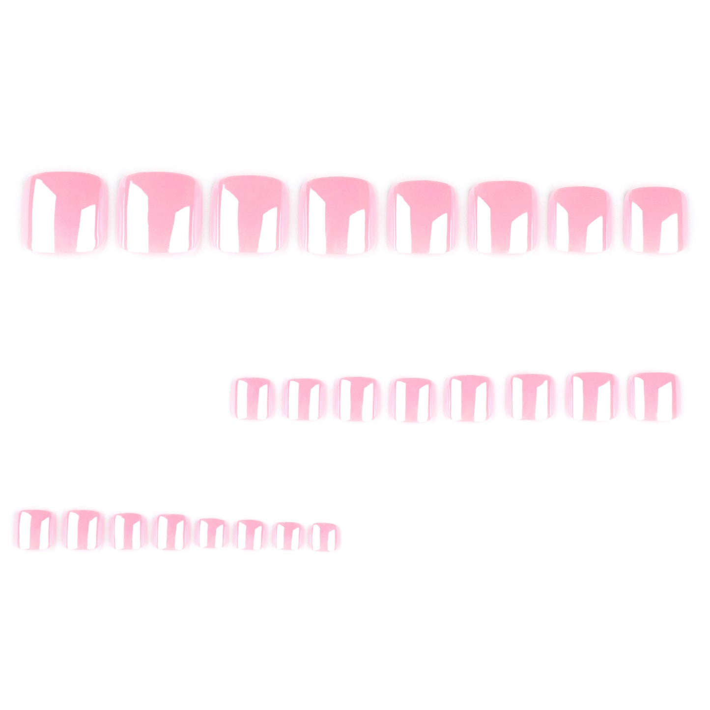 Pink solid color sweet & chic press-on toenails - glittering, electroplated, and dazzling