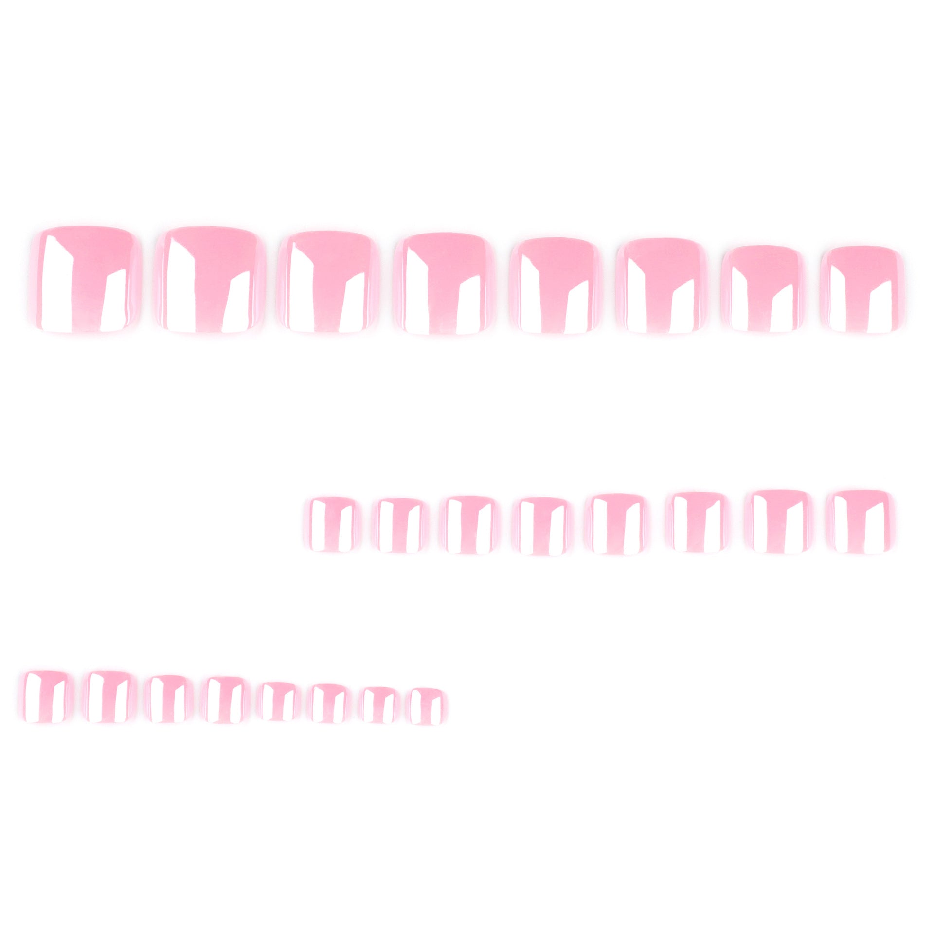 Pink solid color sweet & chic press-on toenails - glittering, electroplated, and dazzling