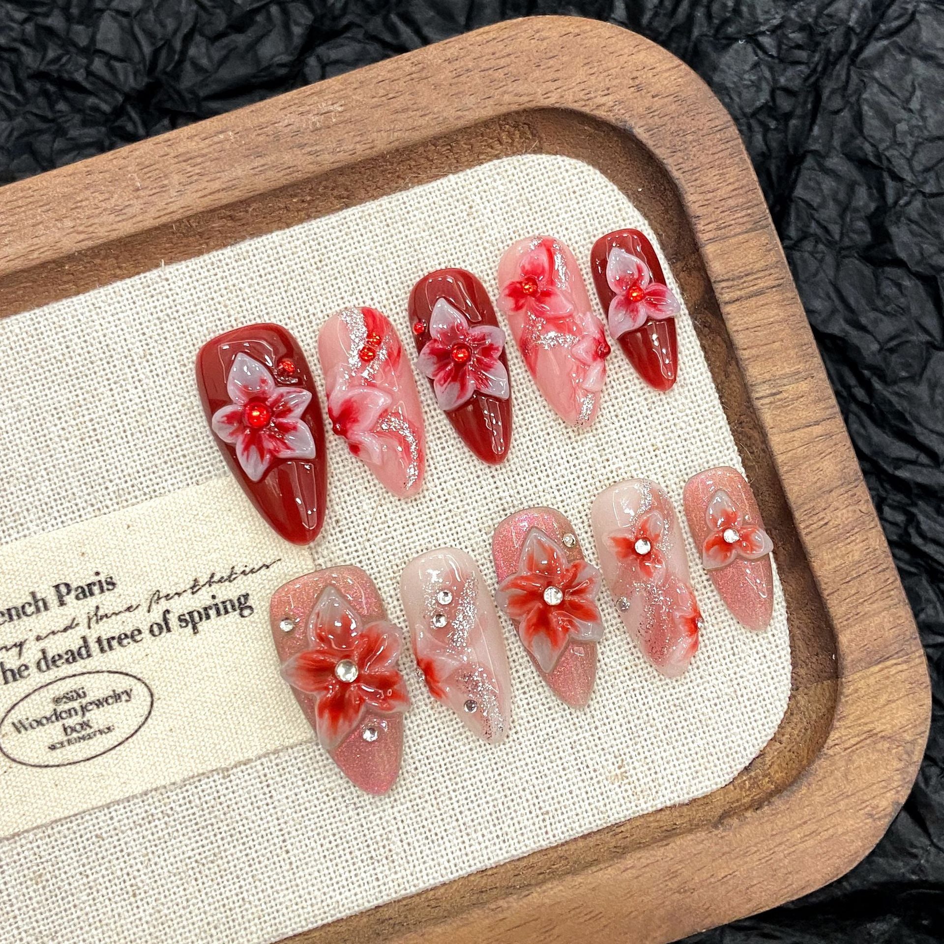 Devil flower three-dimensional carving and painting handmade flower ice flower almond big bared flower handmade nails | 365nails