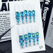 Full-Crystal Sparkle Nails with Iridescent Gem Cascades