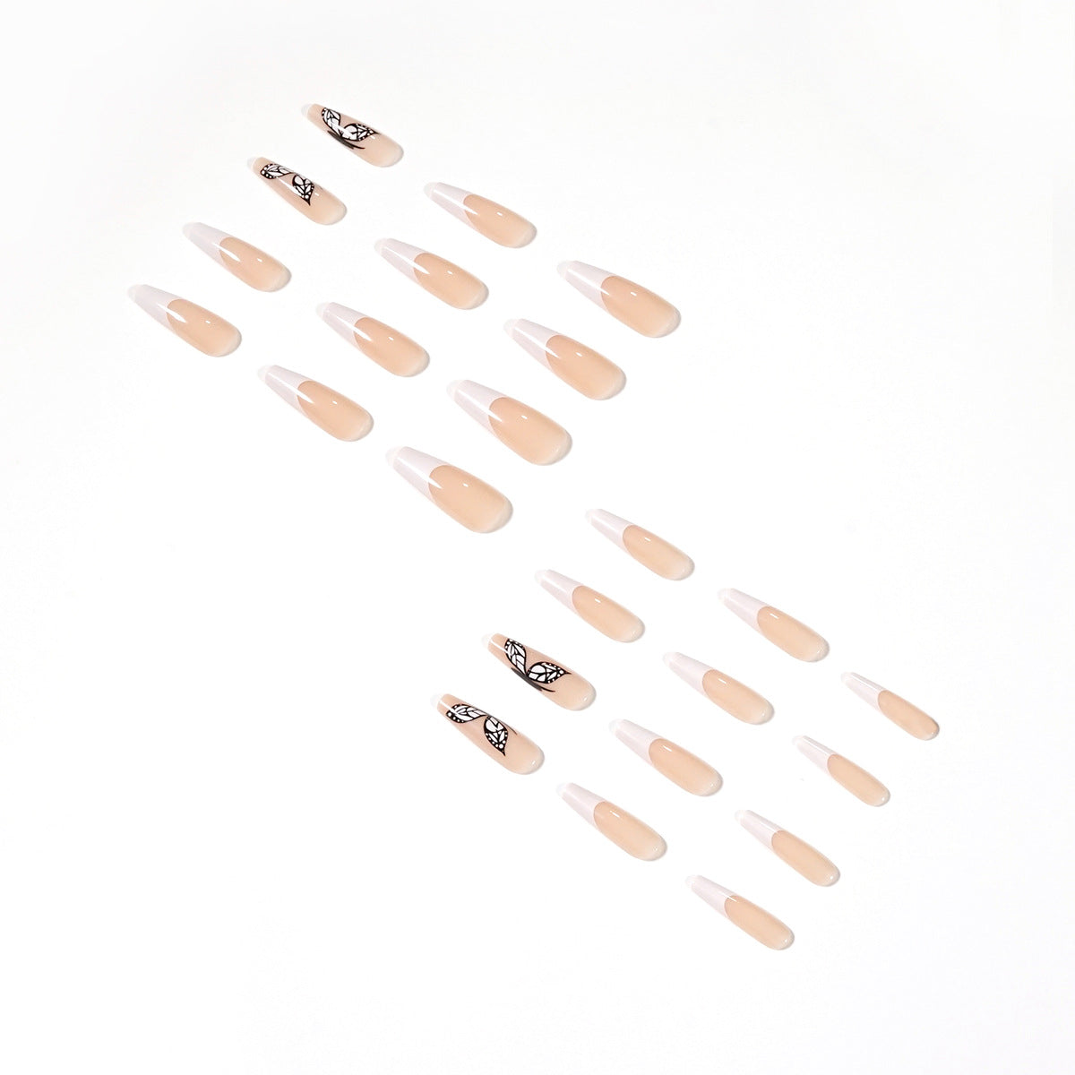 白色法式蝴蝶圖案 成品穿戴甲｜365nails