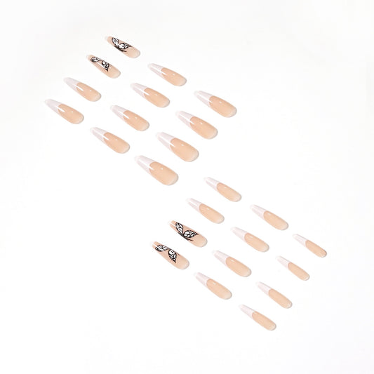 White French Butterfly  Press on nail nail patch  Art Finished ｜365nails