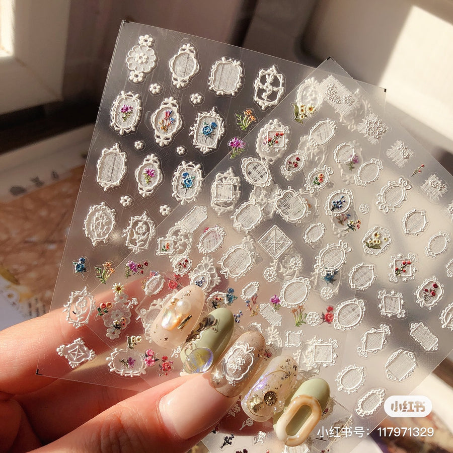 365nails: "Vintage Lace Frame Floral" – Nail Art Stickers