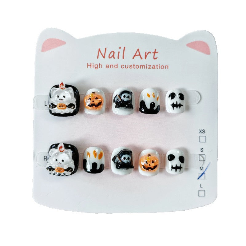 365nails-Spooky Halloween Kids Series: "Cute Halloween Squad" – Short Square Kids Nail Art