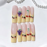 Strawberry Cherry Milk Press On Nails