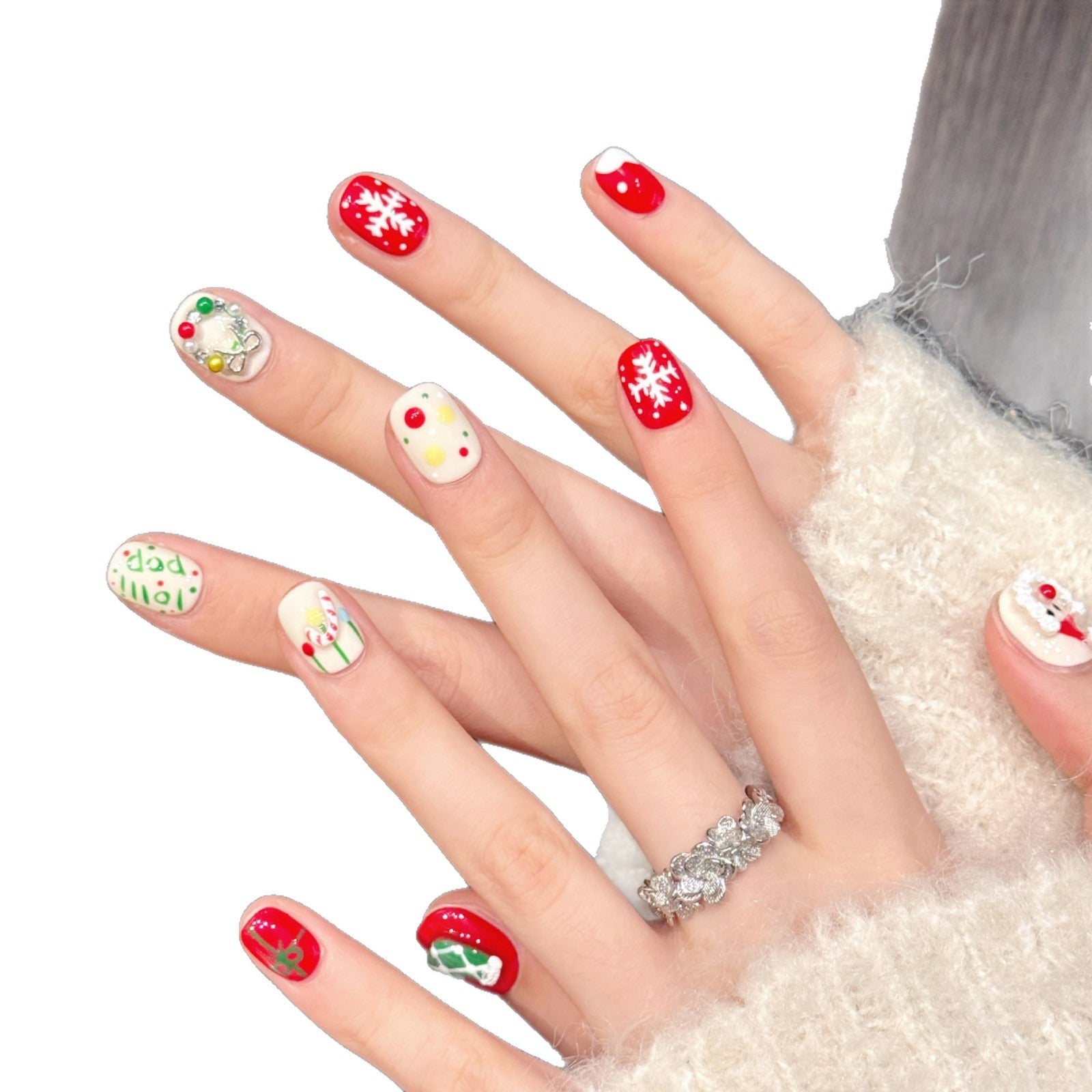 Merry Red Cute Christmas Holiday Nails