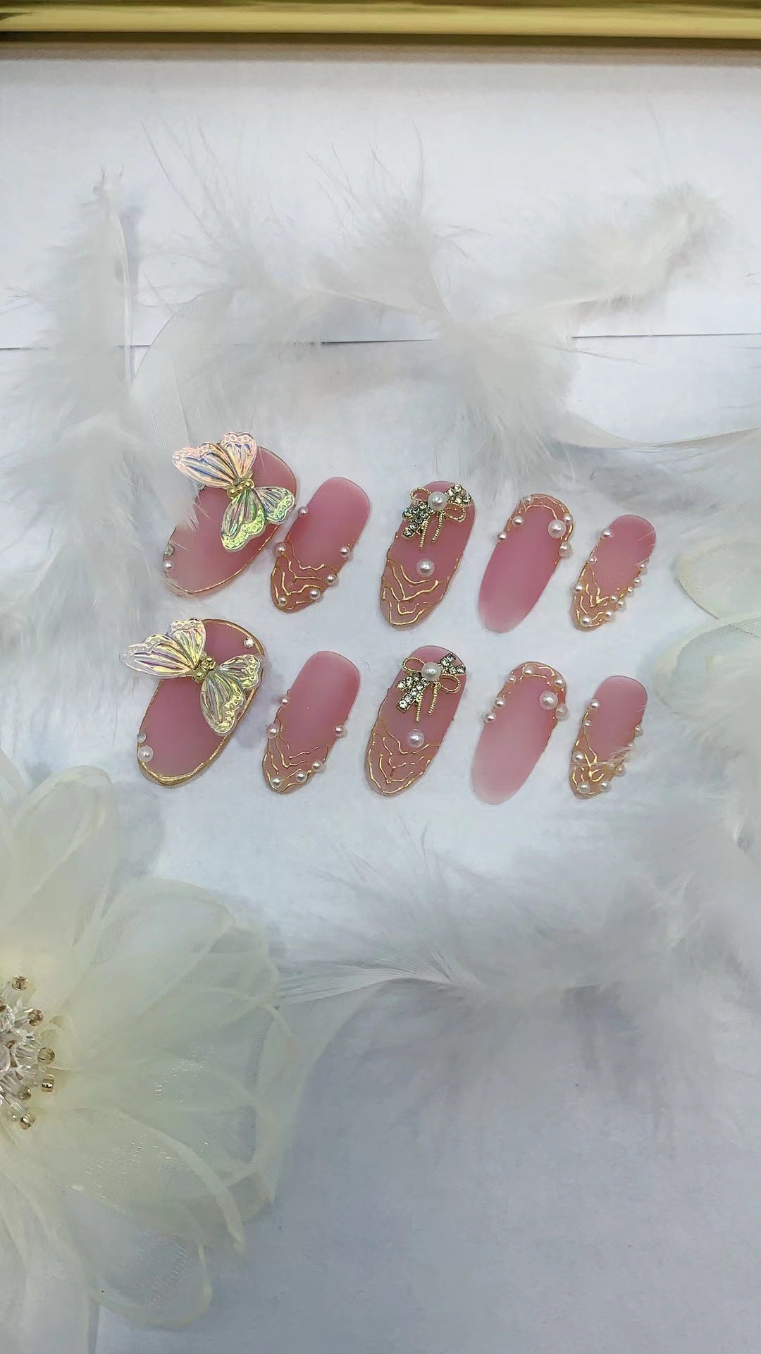 Unhas postiças artesanais Wear Pure Nail Art Smart Butterfly Scrub Baroque Mousse Beauty Super Beauty | 365nails