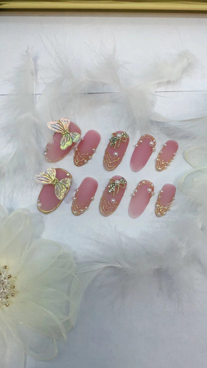 handmade press on nails Wear Pure Nail Art Smart Butterfly Scrub Baroque Mousse Beauty Super Beauty | 365nails