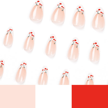 Venta al por mayor de productos terminados de decoración de uñas con borde blanco francés. Cereza pequeña, decoración de uñas extraíble al por mayor | 365nails
