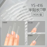 365nails 240pcs Half-Cover Nail Tips with Guide Lines | Clear Gel Extension Tips