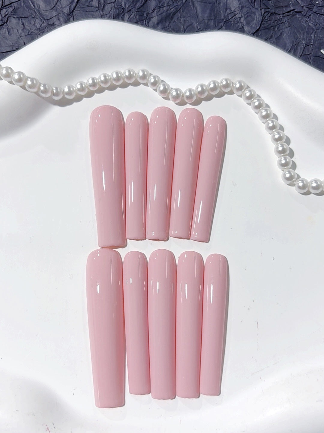 Soft Pink Minimal Glossy Extra Long Press On Nails