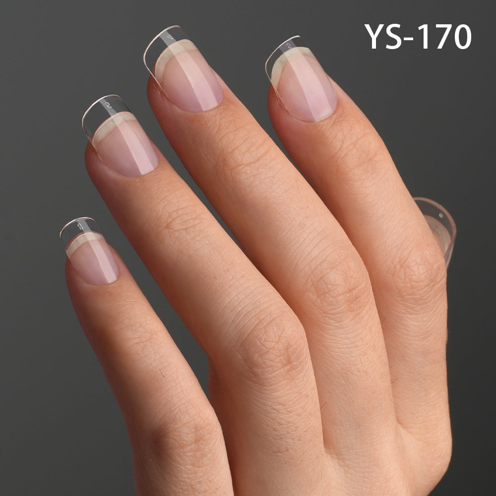 Nail Tips Semi-matte nail piece, short square, seamless, cut-free press on nails piece, short transparent full patch, manicure fake nail