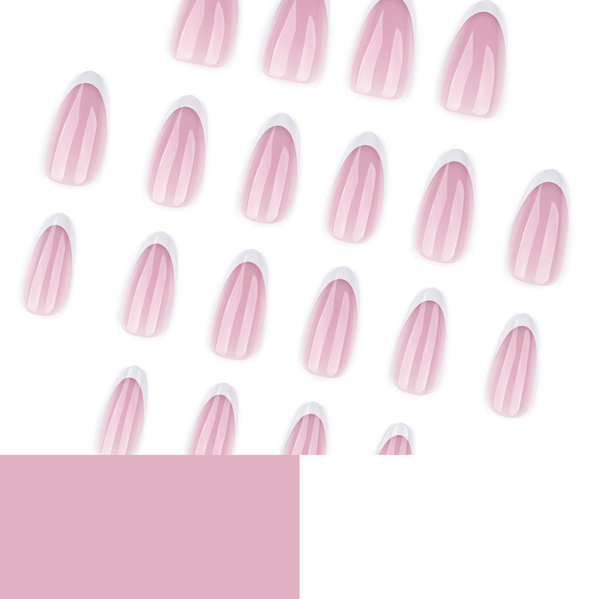 Minimalist Pink Ombre French Almond Press On Nails