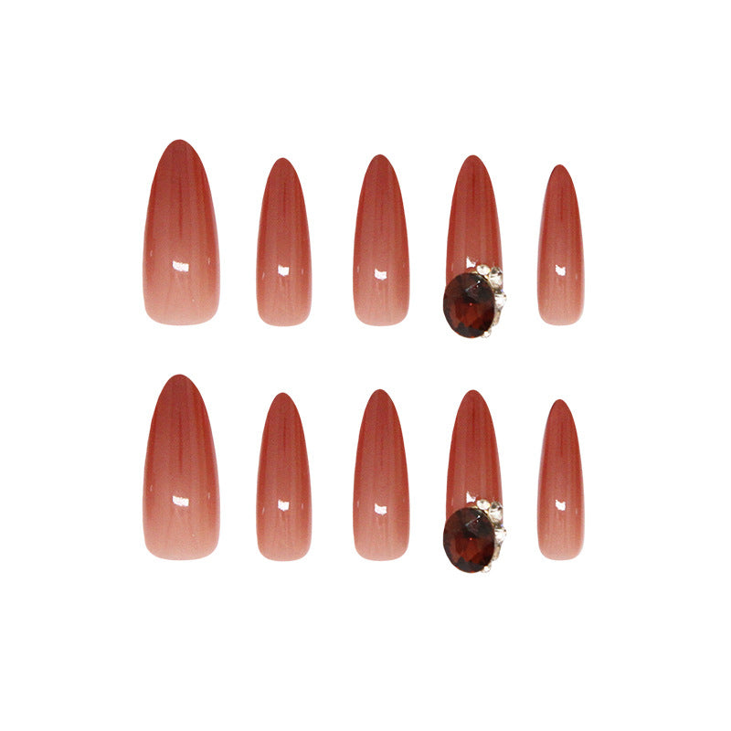 Nail Tips  prefabricated red pigeon eggs, sparkling diamonds, extravagant and white, and 30 long diamond manicure pieces.｜365nails