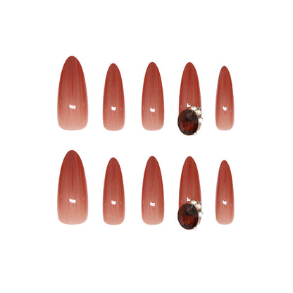 Nail Tips  prefabricated red pigeon eggs, sparkling diamonds, extravagant and white, and 30 long diamond manicure pieces.｜365nails