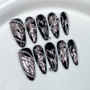 Edgy Melted Metal Nails with Sweet-Cool Vibes