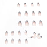 Espejo simple plateado francés corto ballet desgaste uñas arte acabado uñas postizas arte uñas parche uñas parche extraíble｜365nails