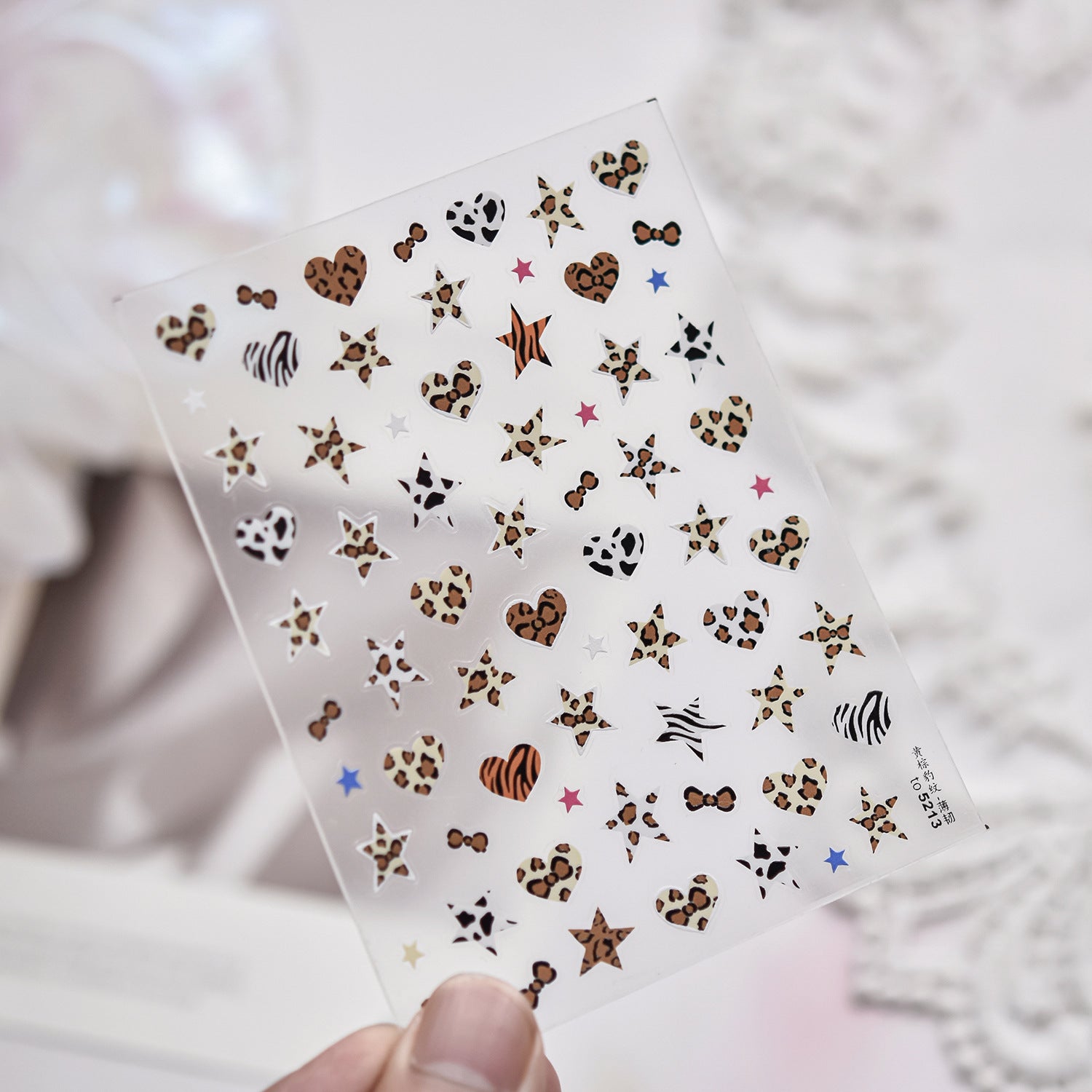 Wild Animal Print: "Safari Star" – 3D Embossed Nail Sticker