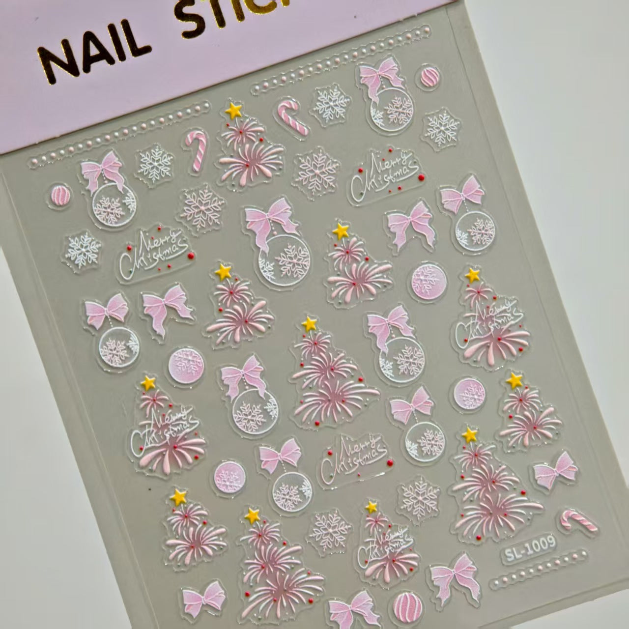 Fireworks Christmas Ball Nail Art Sticker 5D Embossed Three-dimensional Shell Light Christmas Fireworks Nail Sticker Ornament SL