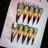 Title Molten Gold Nightberry | Baroque Pearl Art Series Press-On Nails