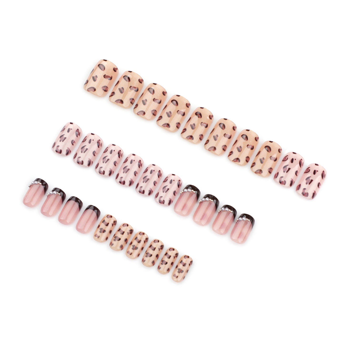 Pack of 30 pieces, autumn and winter leopard print , small red book, French black nail art  ｜365nails