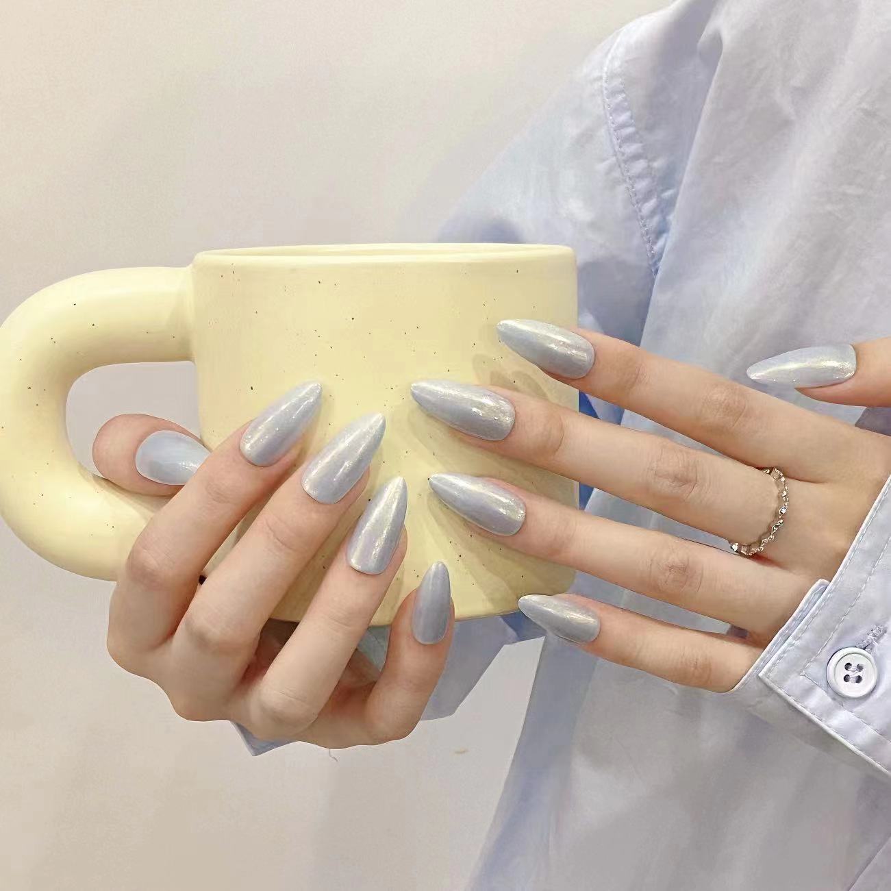 Nuevas uñas postizas hechas a mano, versátiles, blancas, sencillas, galvanizadas, cian, uñas artísticas, red, rojo, explosión | 365nails