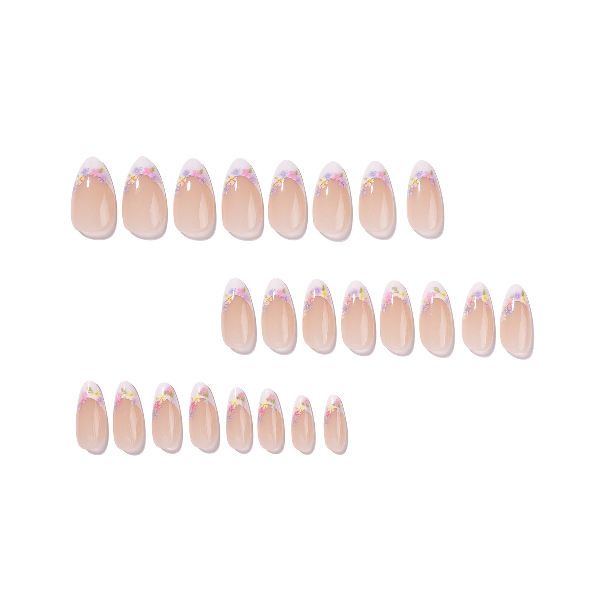 365nails: "Pastel Floral French Stiletto" – Delicate Press-on Nails