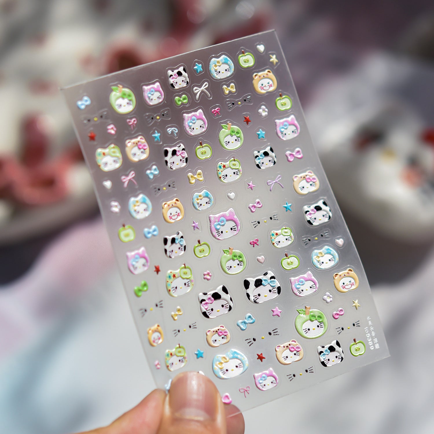Hello Kitty Red Cherry & Mushroom Collection: "Cute Hello Kitty" – 3D Embossed Nail Sticker