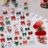 Original Christmas snowman manicure sticker 5D relief three-dimensional colored Christmas tree DIY nail sticker jewelry AA