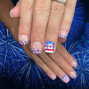 365nails: "Gingham Gala" – Retro Printed Plaid & French Short Oval Nails
