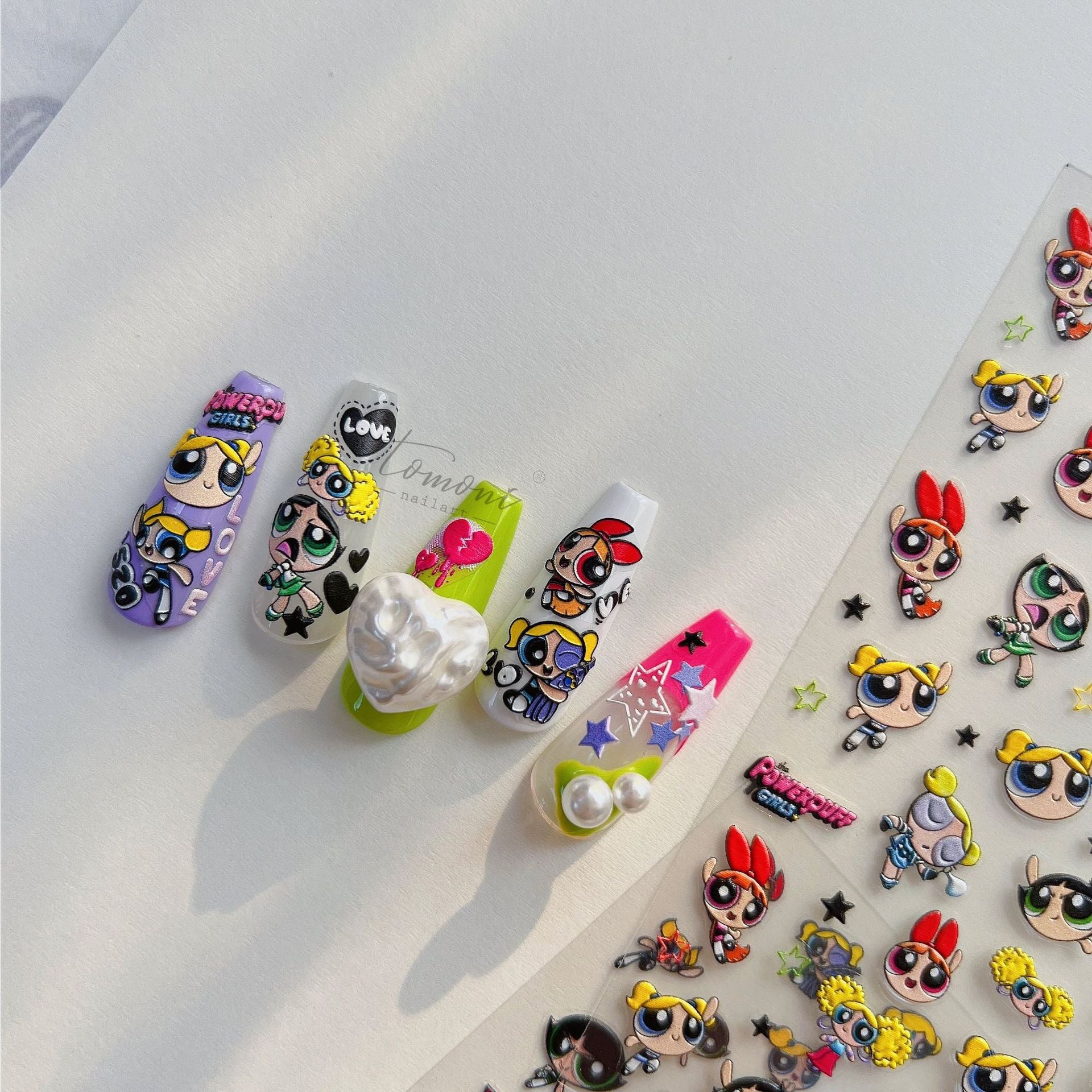 Powerpuff Girls Collection: "Retro Heroine" – 3D Embossed Nail Sticker
