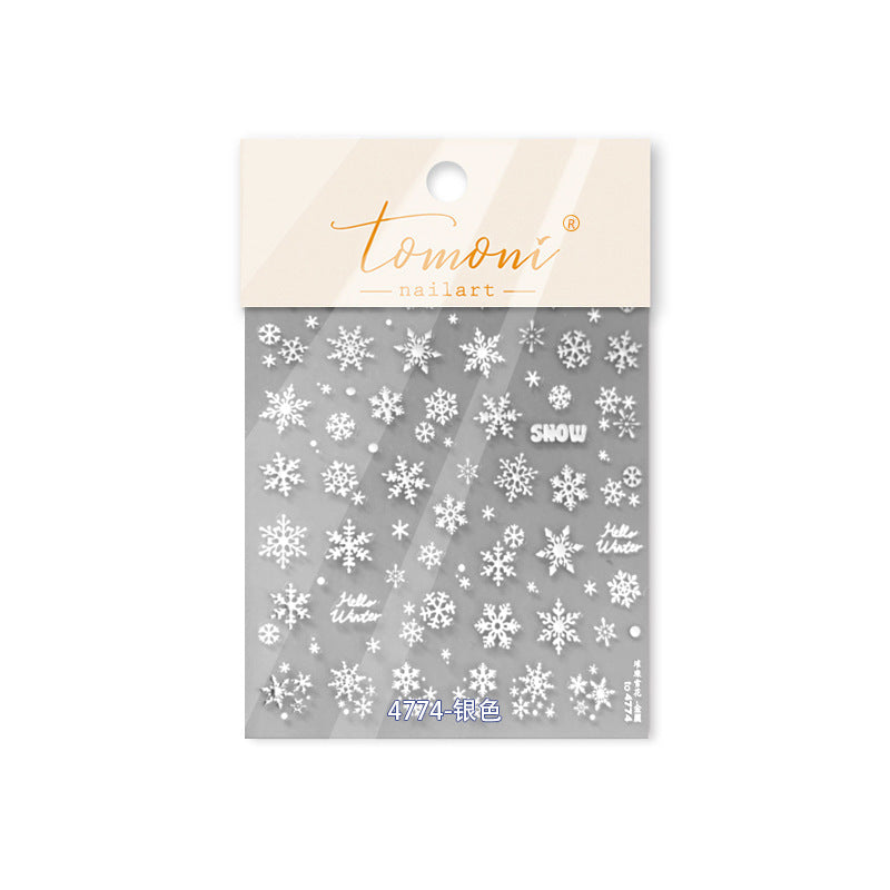 Glitter Snowflake & Winter Greeting Nail Sticker Set – "Sparkling Winter Snow"