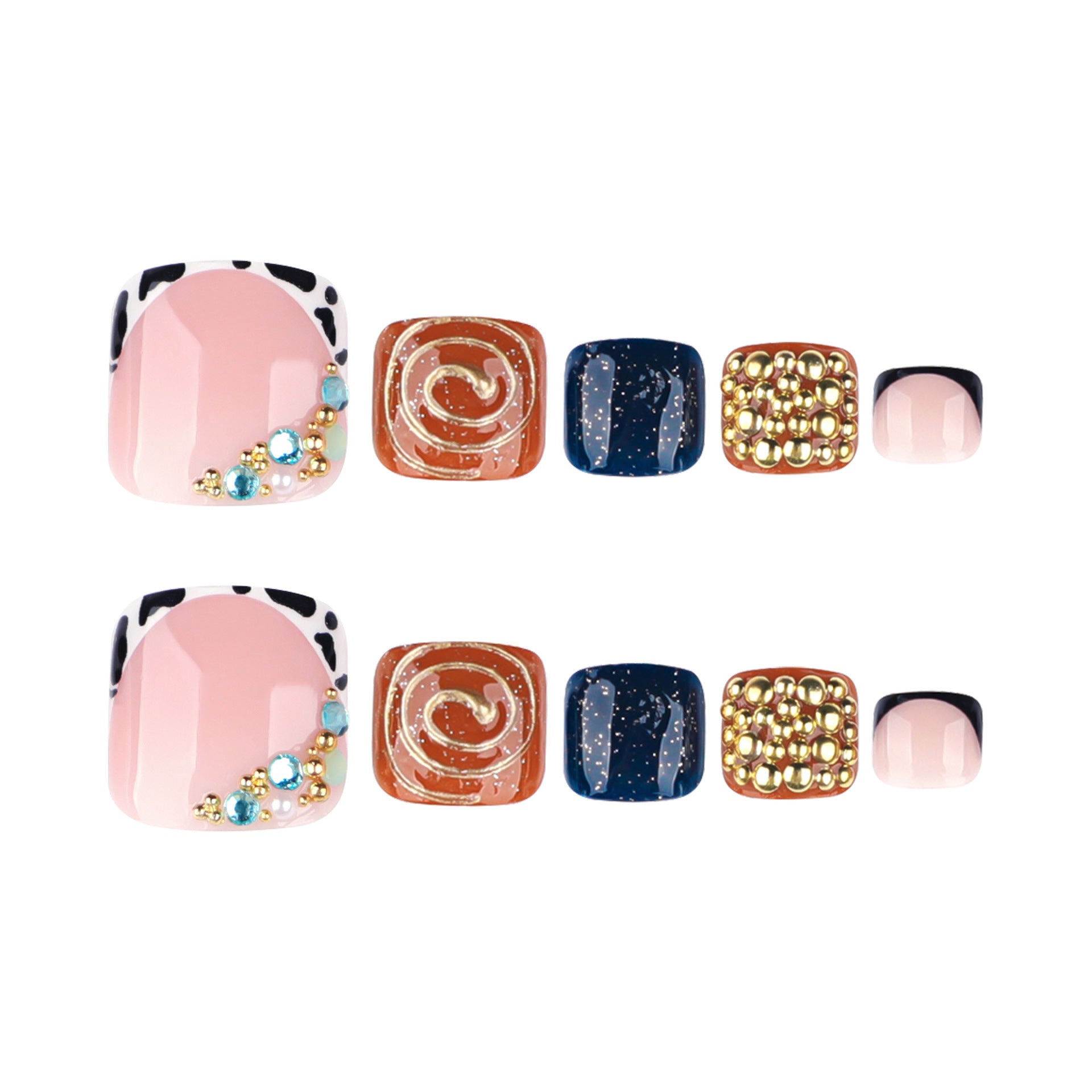 Golden diamond sparkling manicure and toe nails