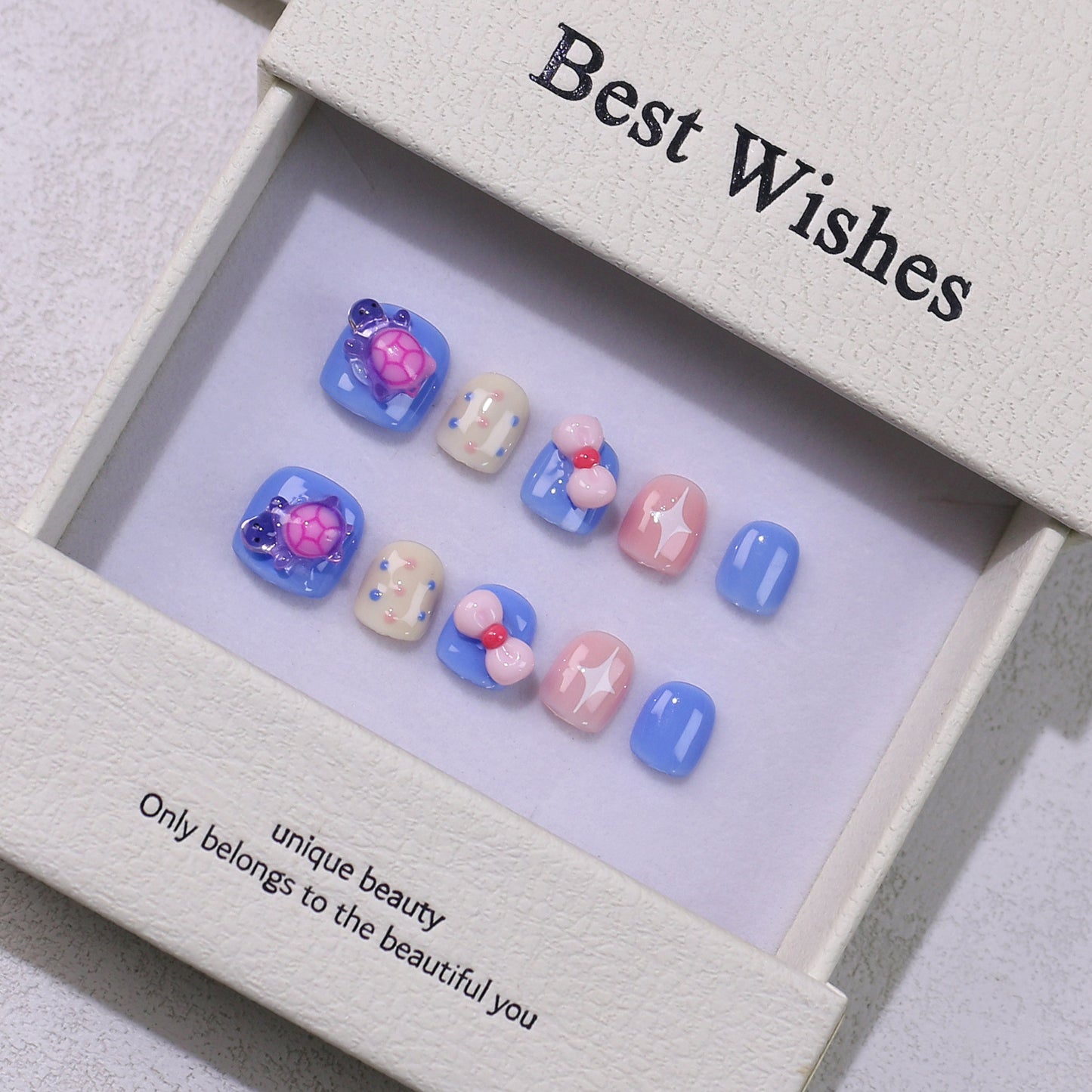 New handmade press-on nails cute cartoon fake nail flakes 3-12 years old