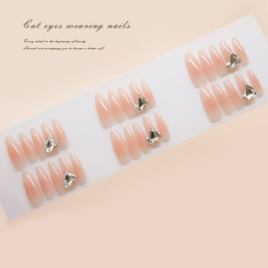 Dicas de unhas: unhas pré-fabricadas, unhas postiças, unhas simples e removíveis, remendo de unha blush, diamante do amor ｜365nails